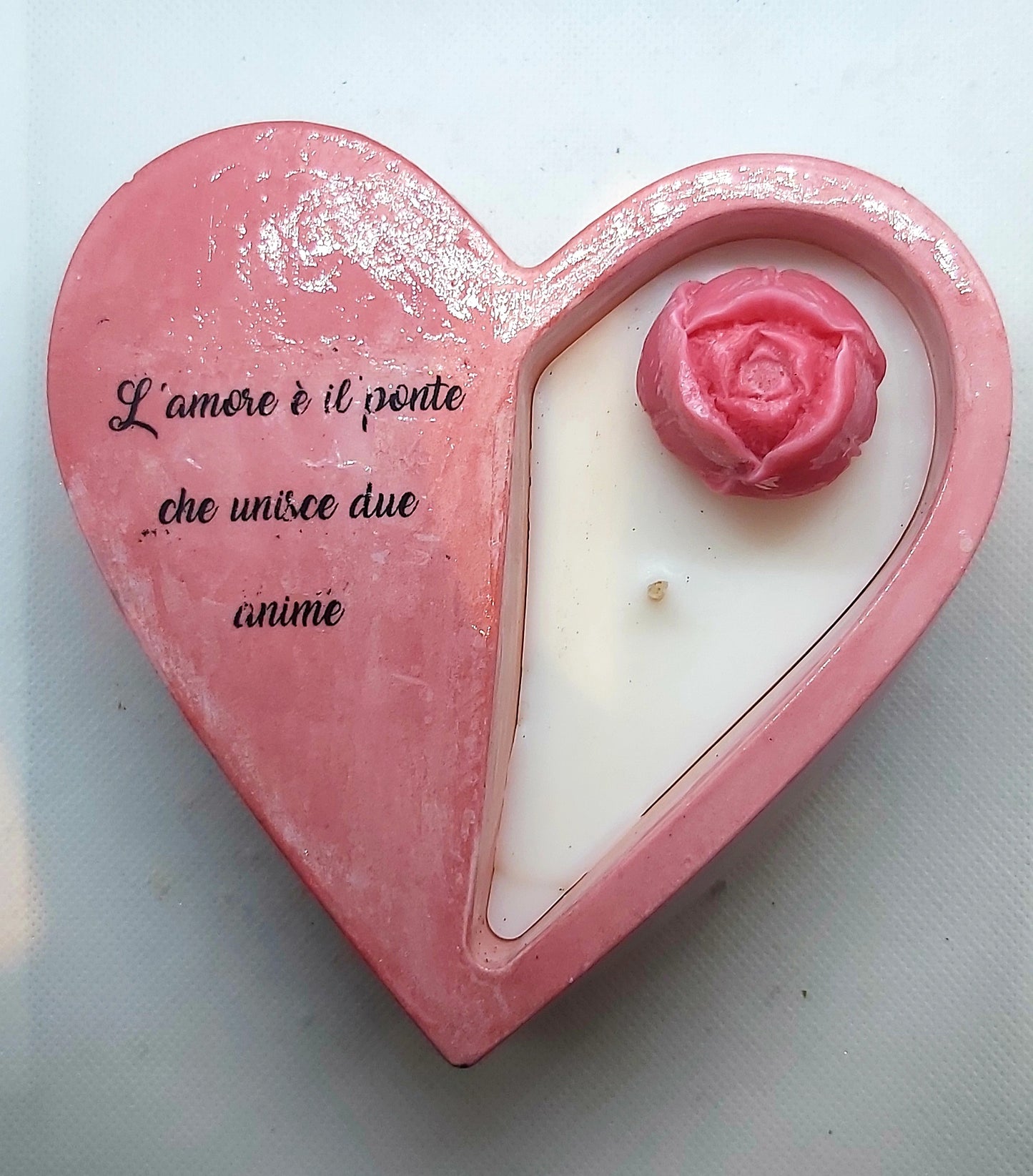 cuore con dedica candela profumata