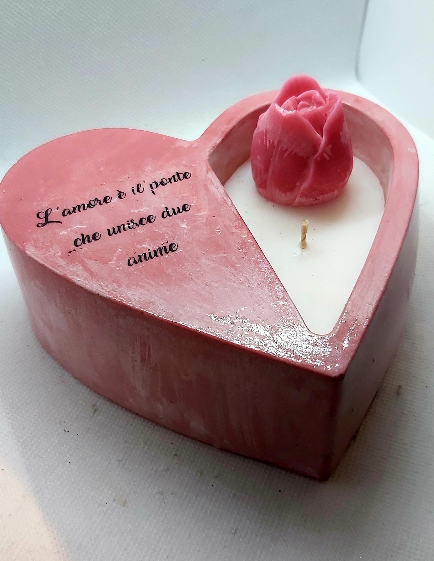 cuore con dedica candela profumata